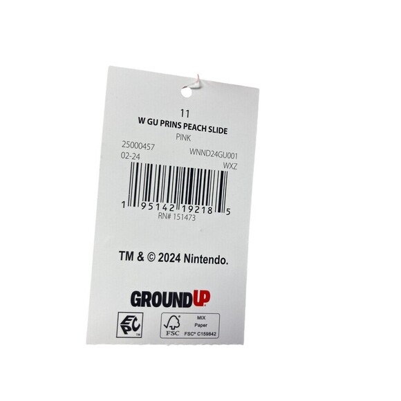 Princess Peach Slides Women's Size 11 Pink Polka Dot Nintendo Ground Up - Picture 6 of 7